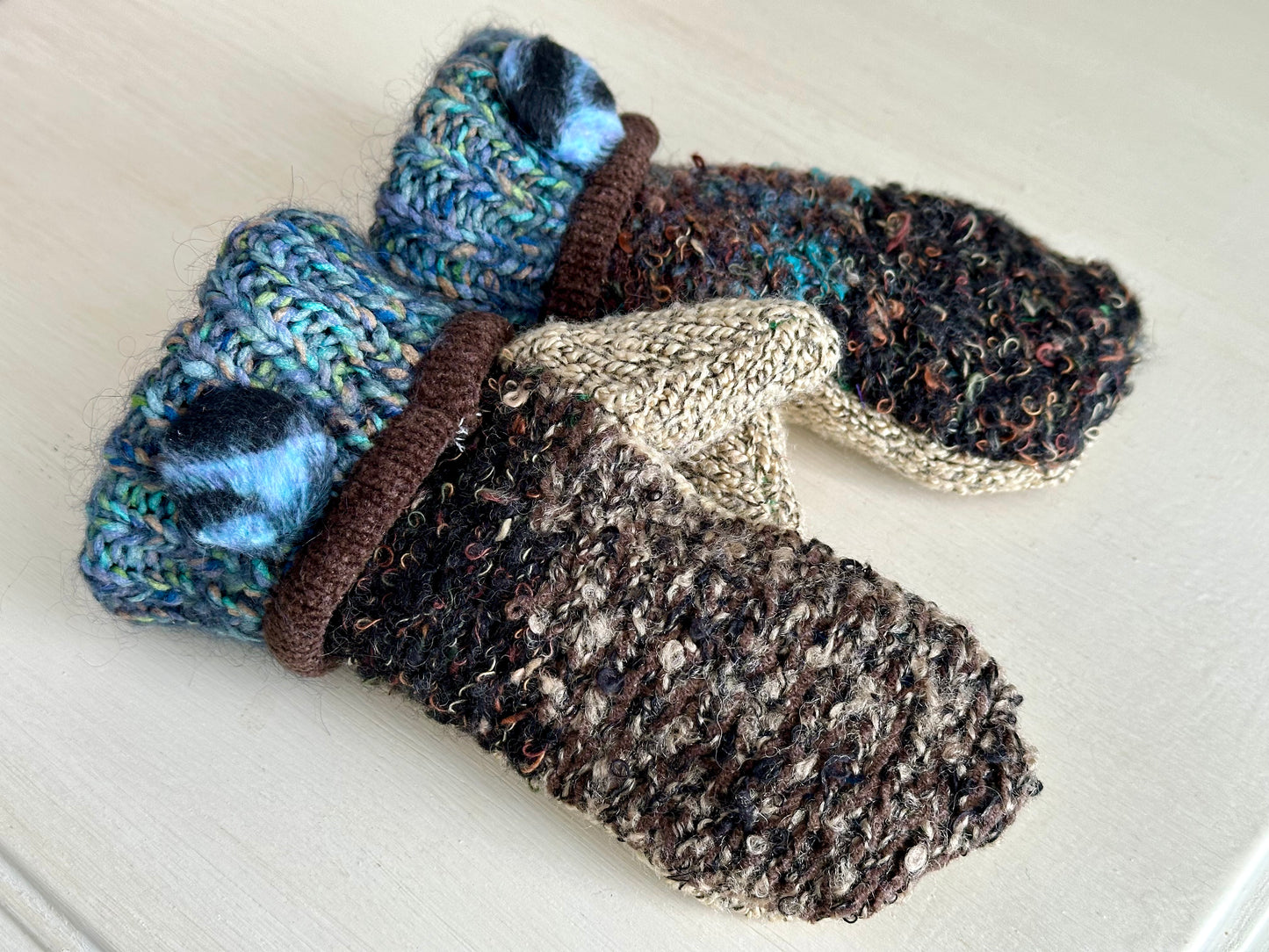 Handmade Children’s Sweater Mittens: Shoreline