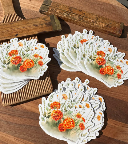 Orange Marigolds: 3" Waterproof Vinyl Sticker | October Birth Flower *Free Shipping