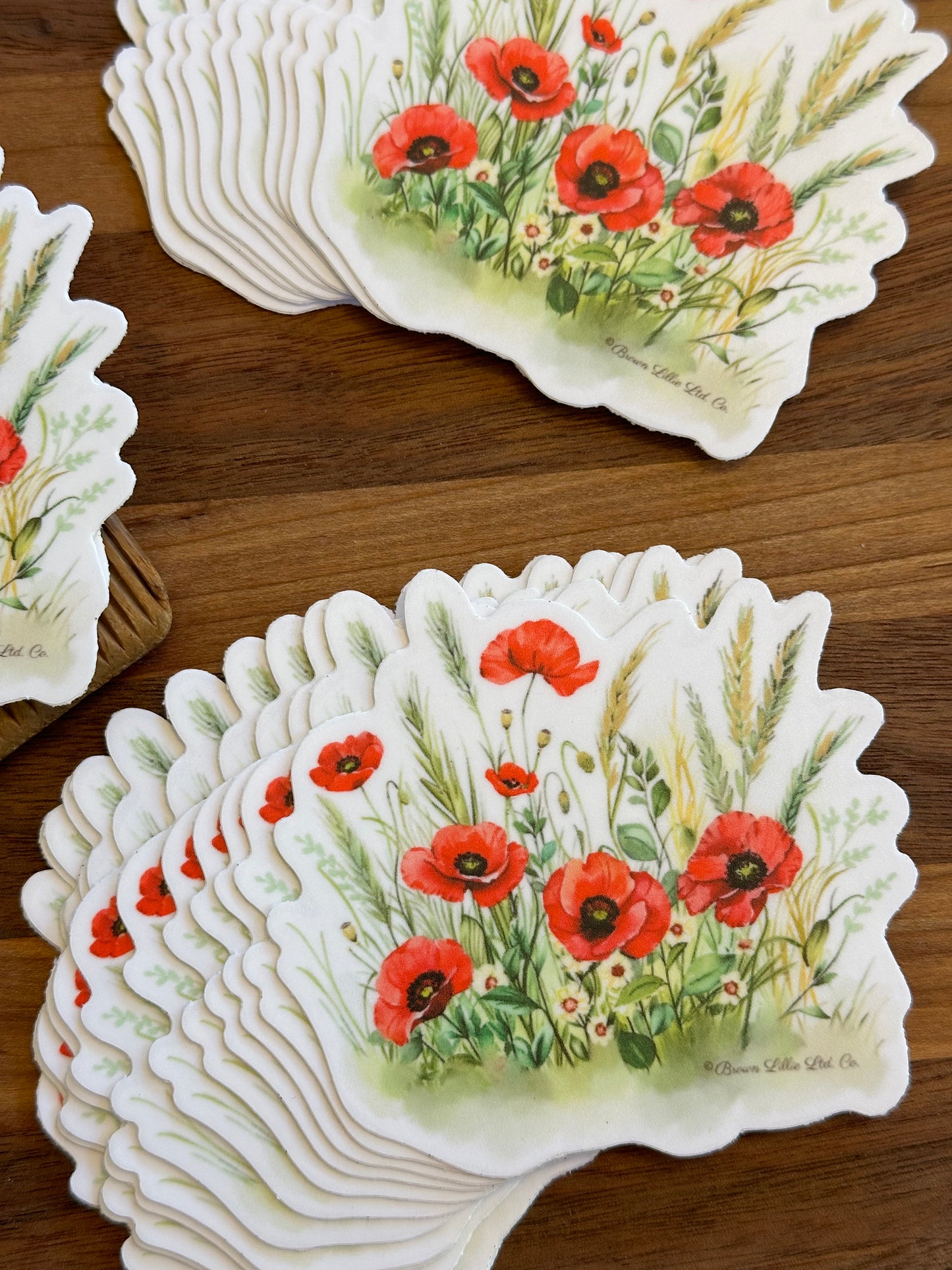 Red Poppy: 3" Waterproof Vinyl Sticker | August Birth Flower *Free Shipping