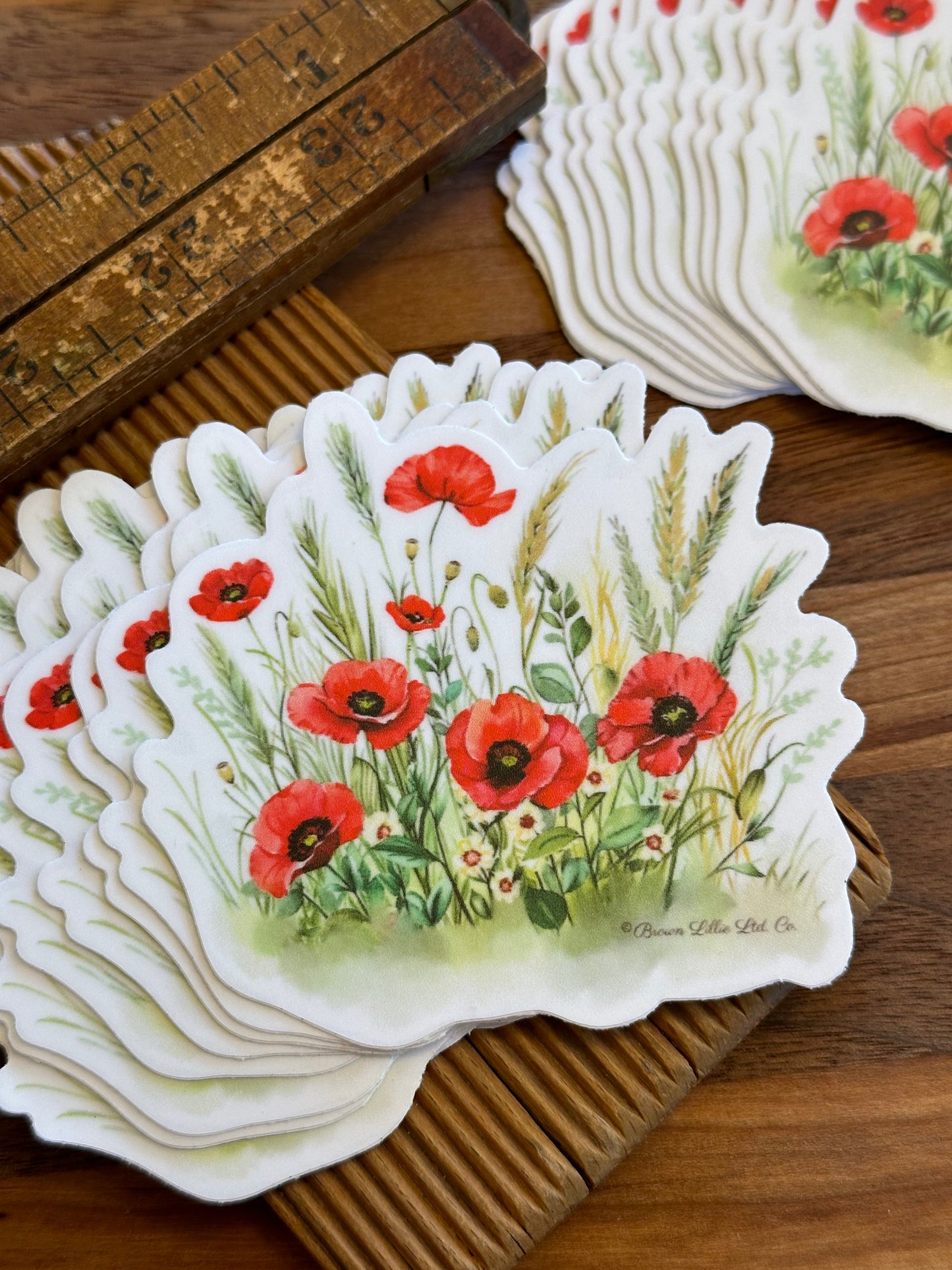 Red Poppy: 3" Waterproof Vinyl Sticker | August Birth Flower *Free Shipping