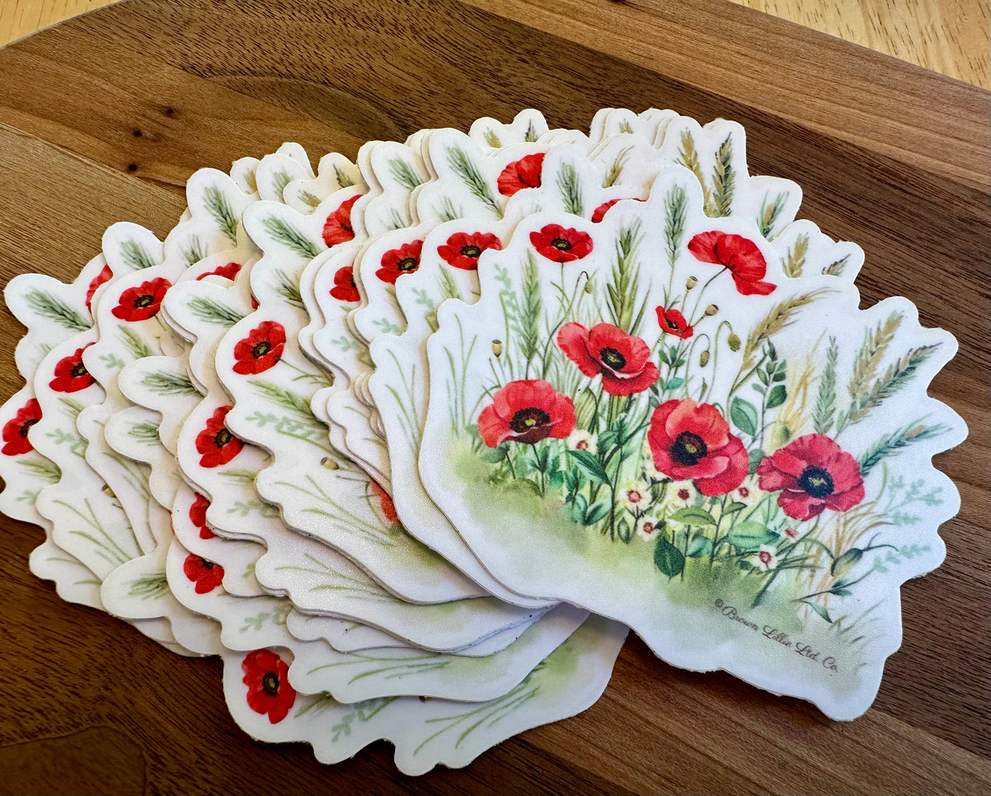 Red Poppy: 3" Waterproof Vinyl Sticker | August Birth Flower *Free Shipping