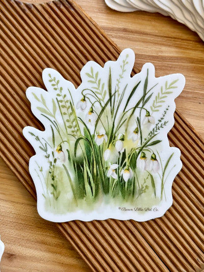 Snowdrop Flowers: 3” Waterproof Vinyl Sticker | January Birth flower *Free Shipping