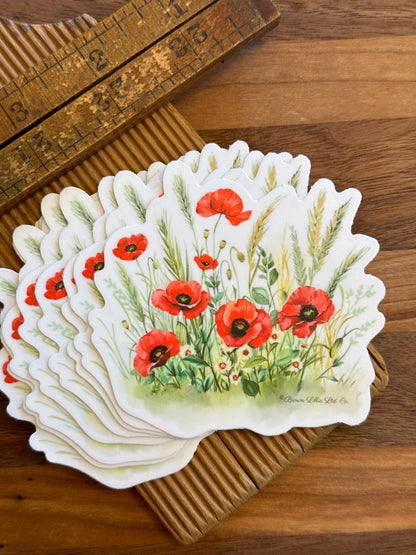 Red Poppy: 3" Waterproof Vinyl Sticker | August Birth Flower *Free Shipping