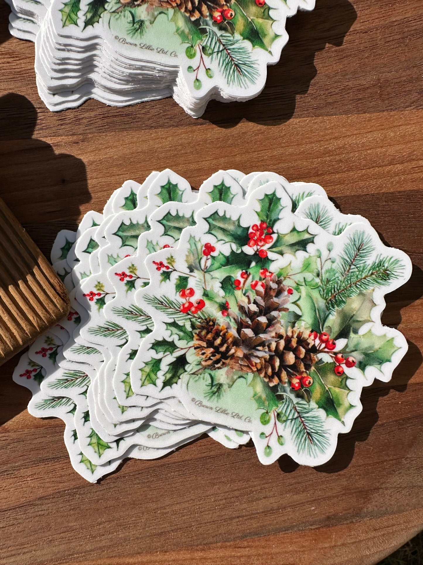 Holly & Berries: 3" Waterproof Vinyl Sticker | December Birth Flower *Free Shipping