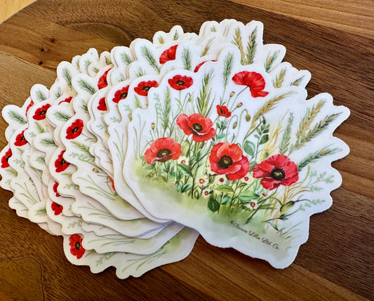 Red Poppy: 3" Waterproof Vinyl Sticker | August Birth Flower *Free Shipping