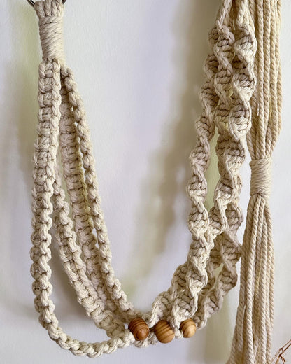 Handmade Beaded Ivory Macrame Plant Hanger