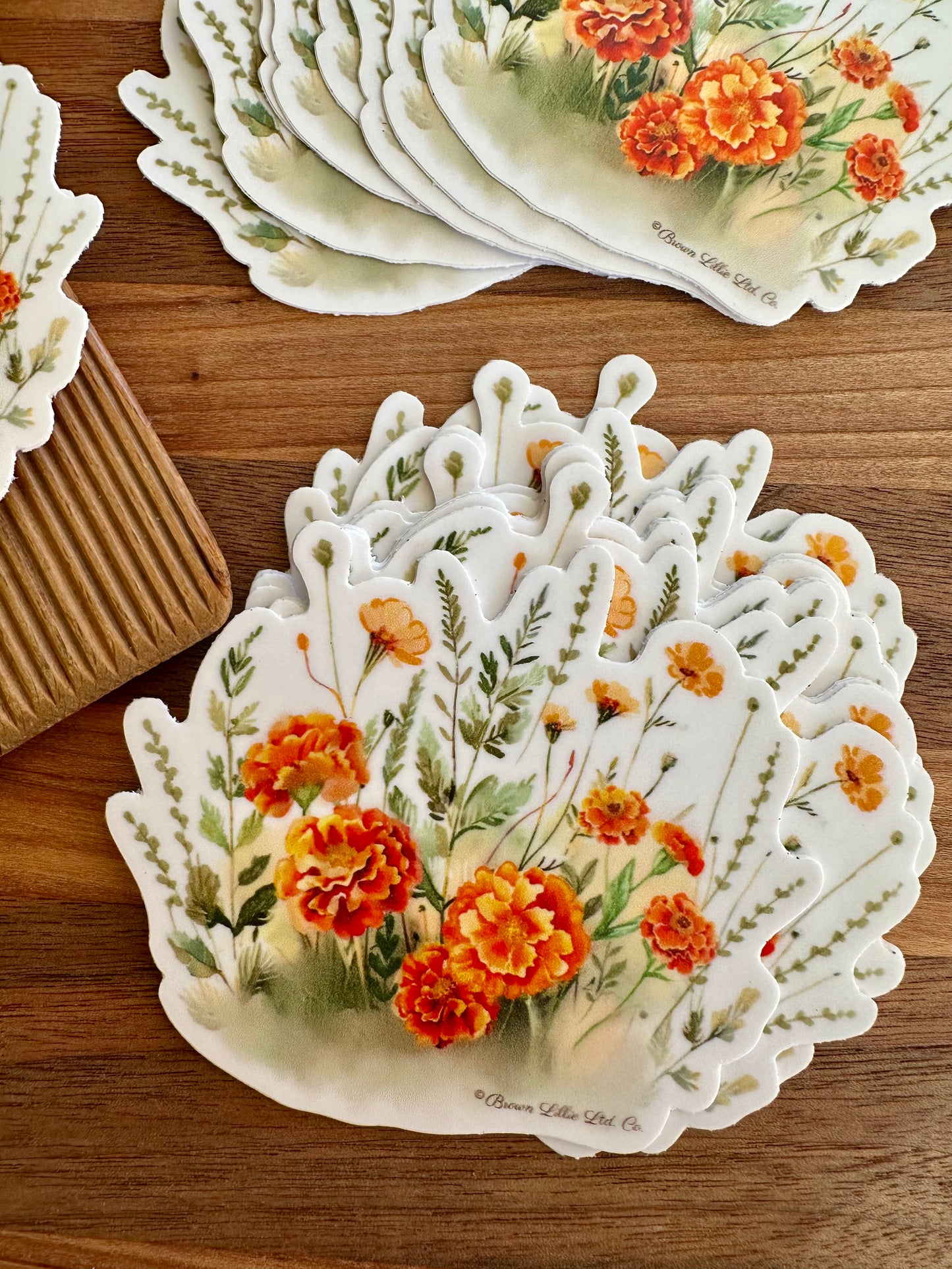 Orange Marigolds: 3" Waterproof Vinyl Sticker | October Birth Flower *Free Shipping