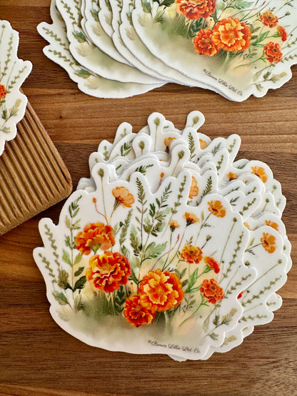 Orange Marigolds: 3" Waterproof Vinyl Sticker | October Birth Flower *Free Shipping