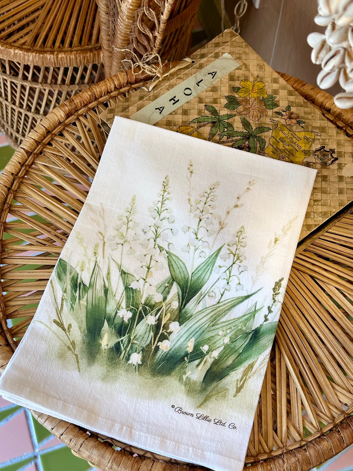 Tea Towel: Lily of the Valley | 100% Ringspun Cotton | Designer Kitchen Decor | Handmade