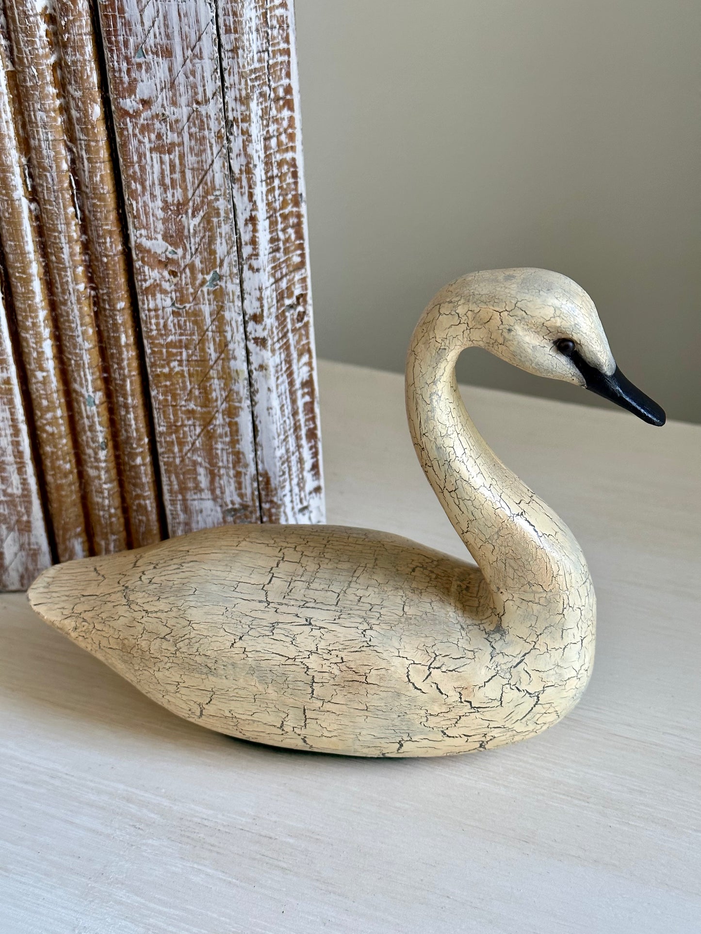 Wooden Ivory Vintage Swan