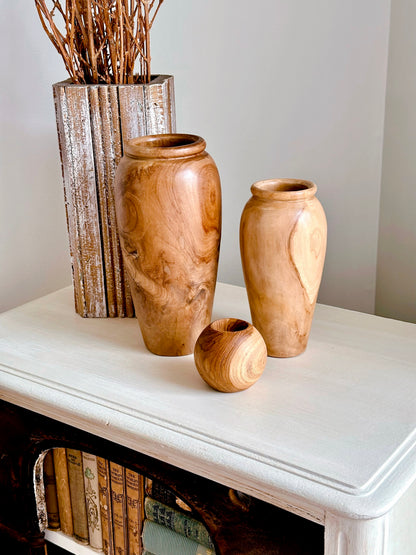 Hand Turned Solid Teak Vase