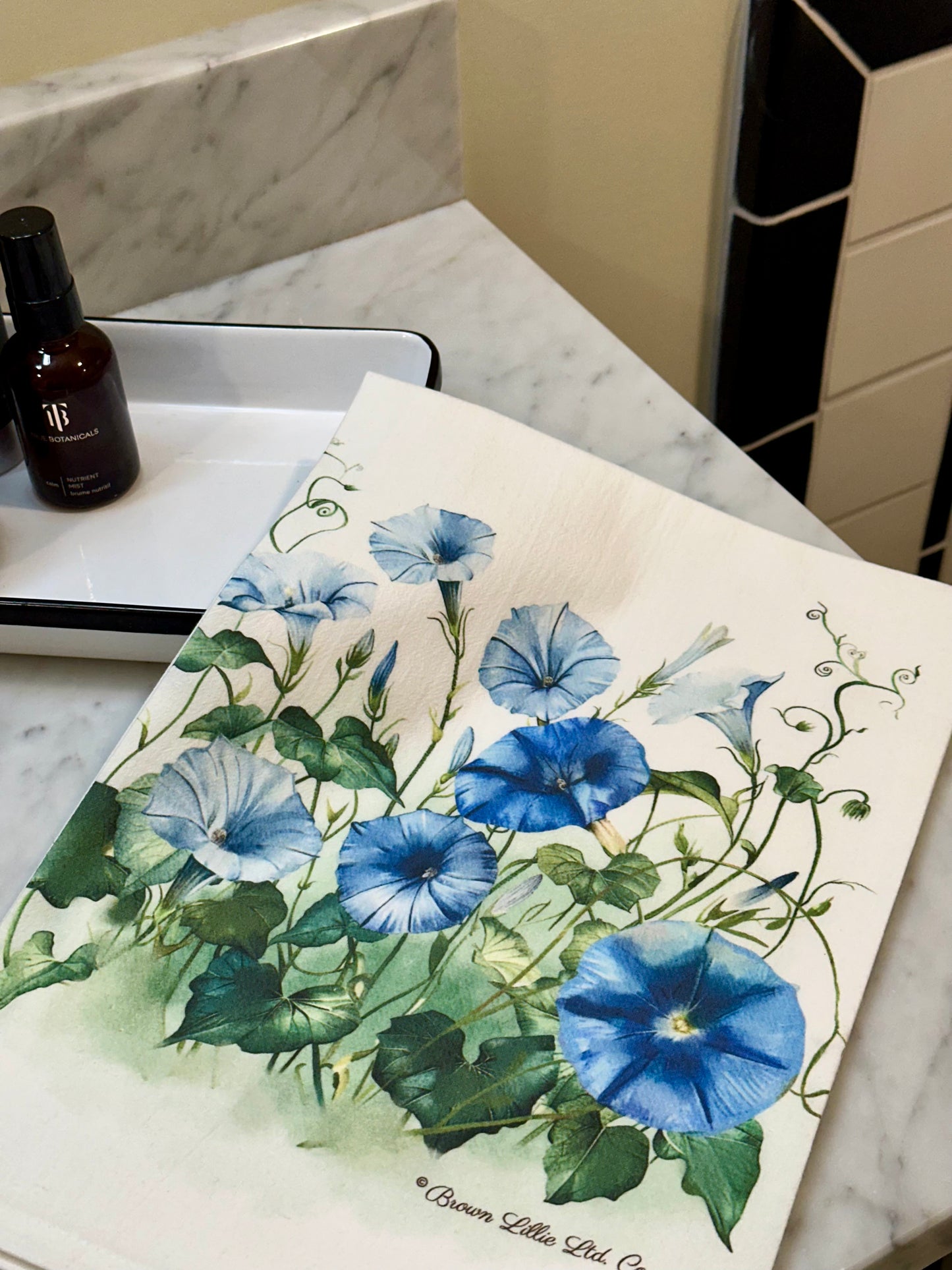 Tea Towel: Morning Glory Flowers | 100% Ringspun Cotton | Designer Kitchen Decor | Handmade