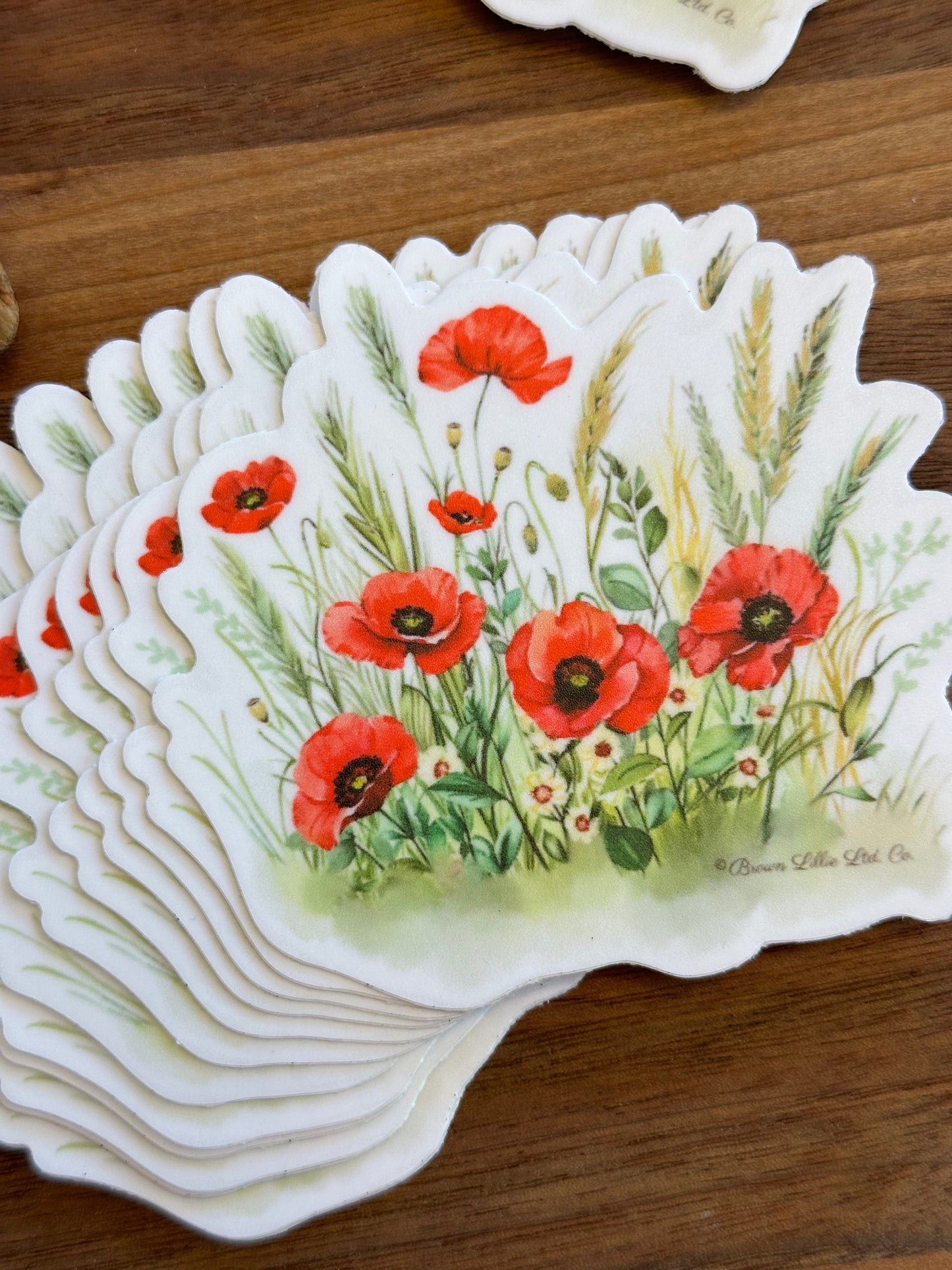 Red Poppy: 3" Waterproof Vinyl Sticker | August Birth Flower *Free Shipping