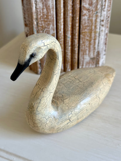 Wooden Ivory Vintage Swan