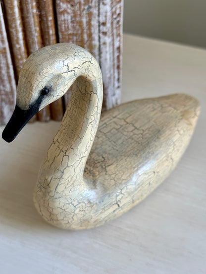 Wooden Ivory Vintage Swan