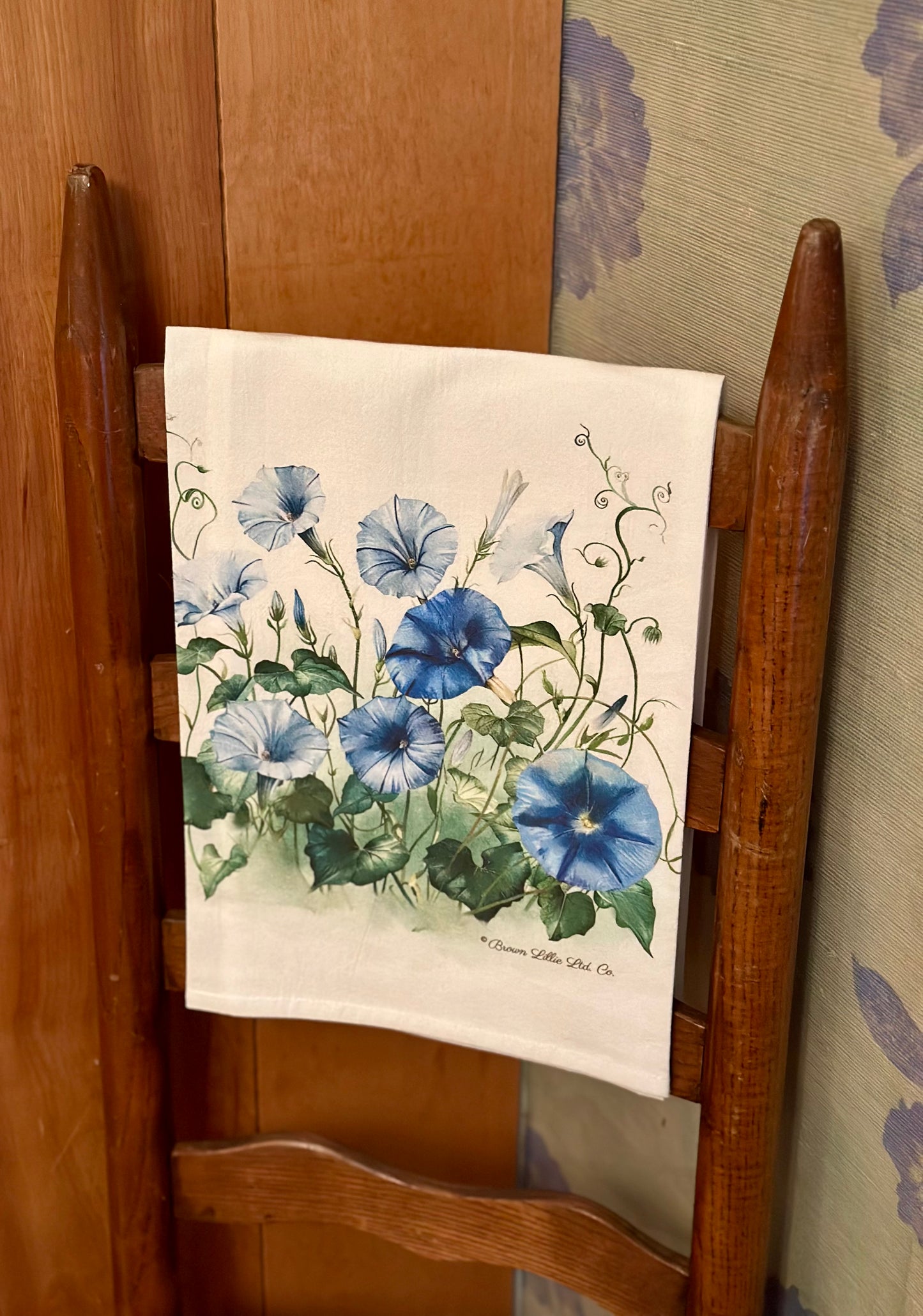 Tea Towel: Morning Glory Flowers | 100% Ringspun Cotton | Designer Kitchen Decor | Handmade