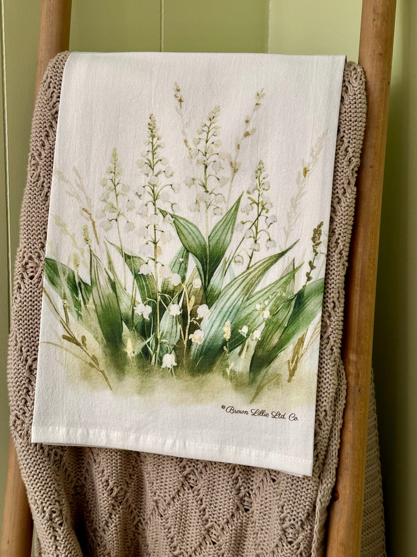 Tea Towel: Lily of the Valley | 100% Ringspun Cotton | Designer Kitchen Decor | Handmade