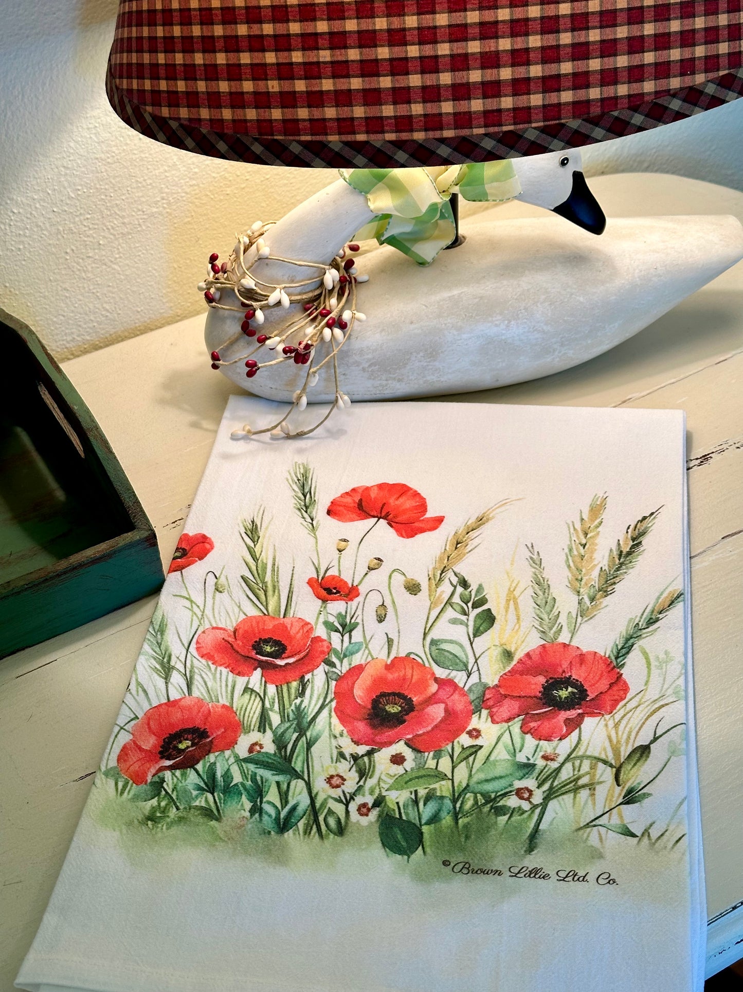 Tea Towel: Red Poppy Flowers | 100% Ringspun Cotton | Designer Kitchen Decor | Handmade