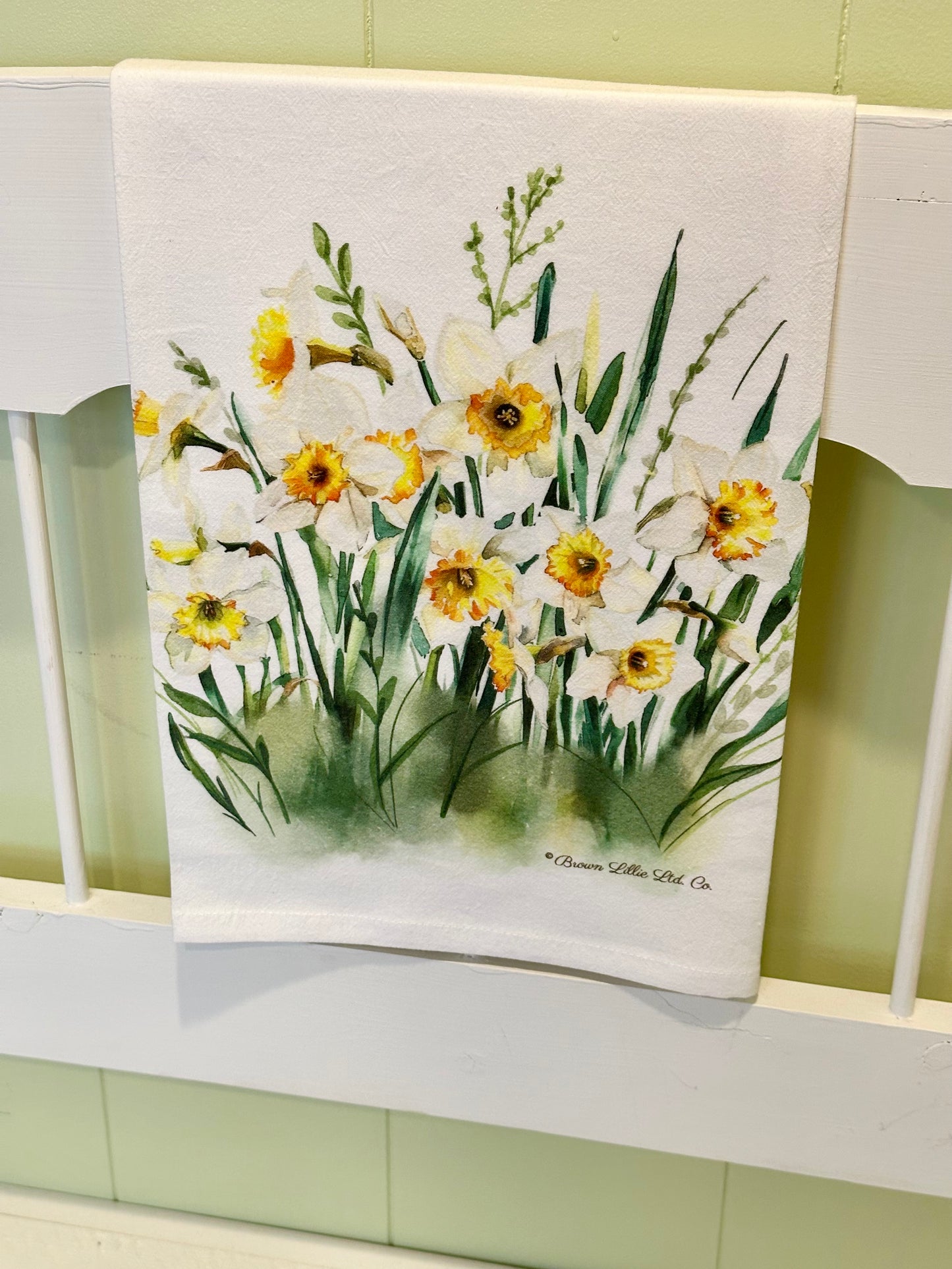 Tea Towel: Yellow Daffodils | 100% Ringspun Cotton | Designer Kitchen Decor | Handmade