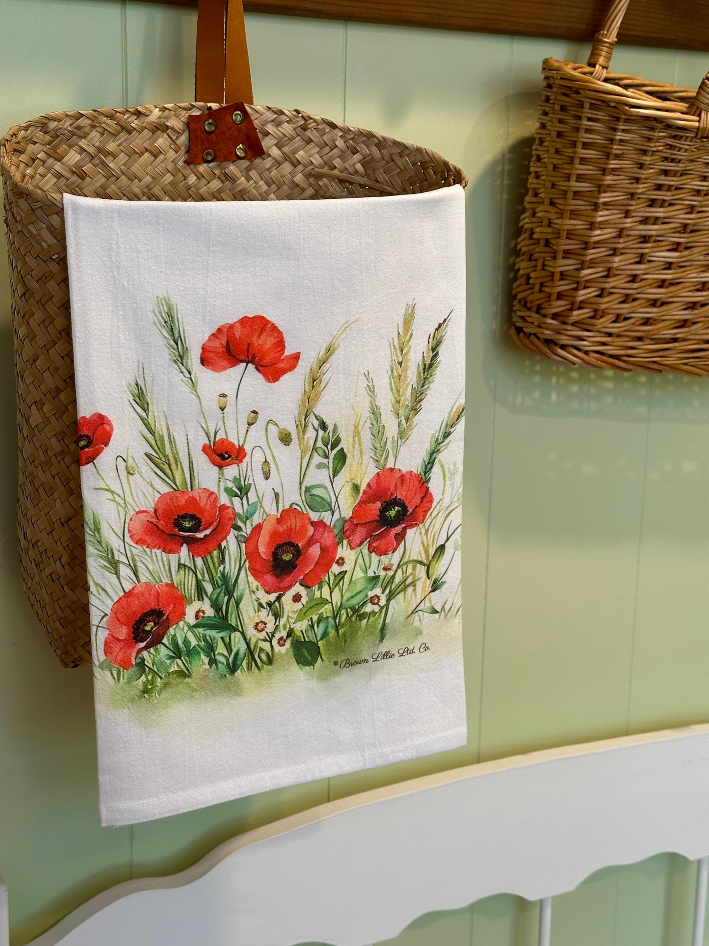 Tea Towel: Red Poppy Flowers | 100% Ringspun Cotton | Designer Kitchen Decor | Handmade