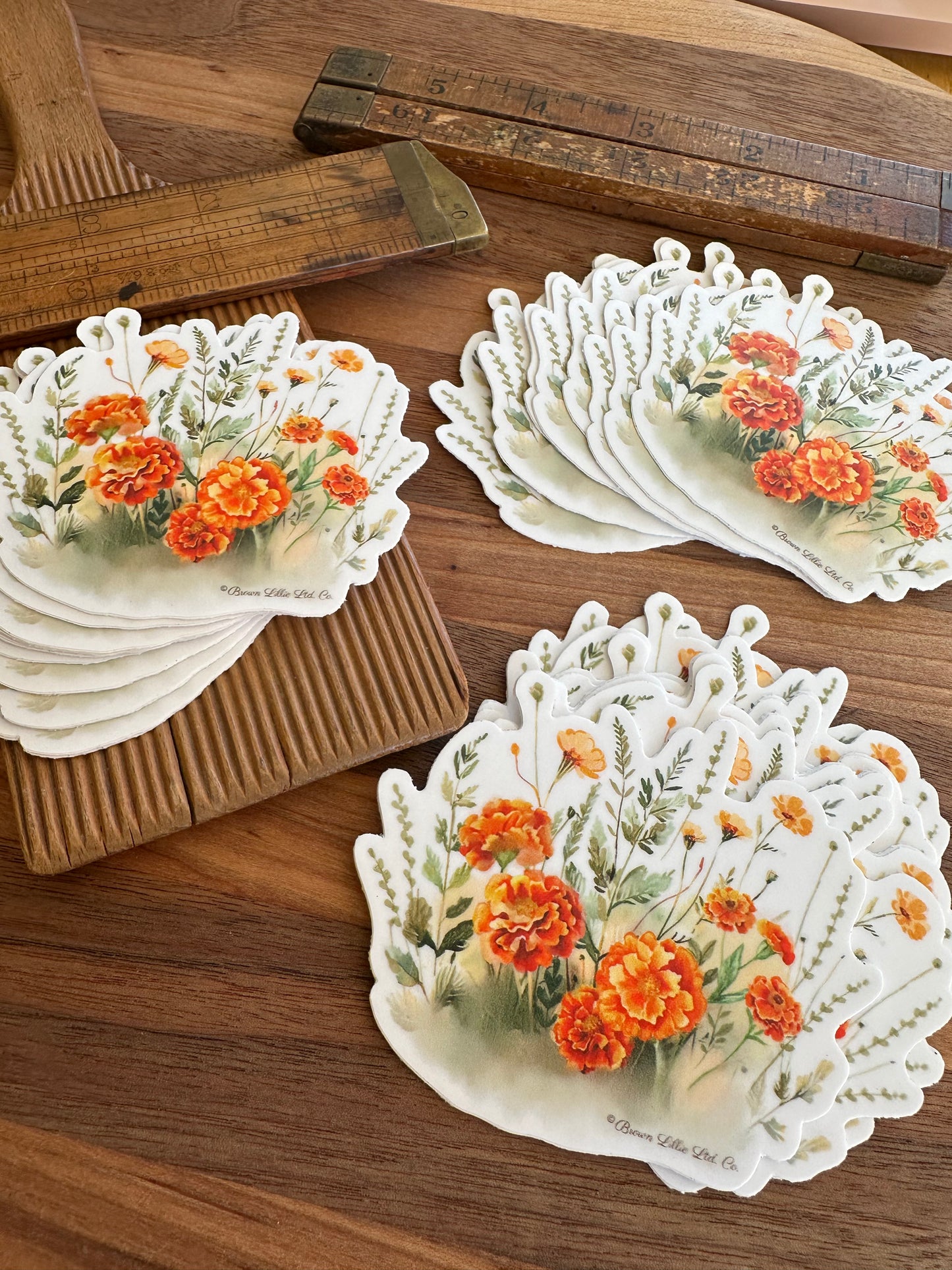 Orange Marigolds: 3" Waterproof Vinyl Sticker | October Birth Flower *Free Shipping