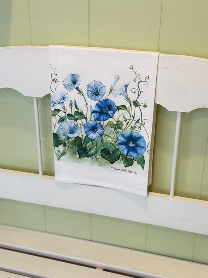 Tea Towel: Morning Glory Flowers | 100% Ringspun Cotton | Designer Kitchen Decor | Handmade