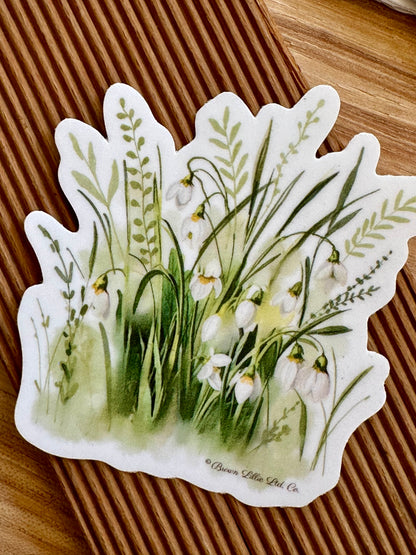 Snowdrop Flowers: 3” Waterproof Vinyl Sticker | January Birth flower *Free Shipping