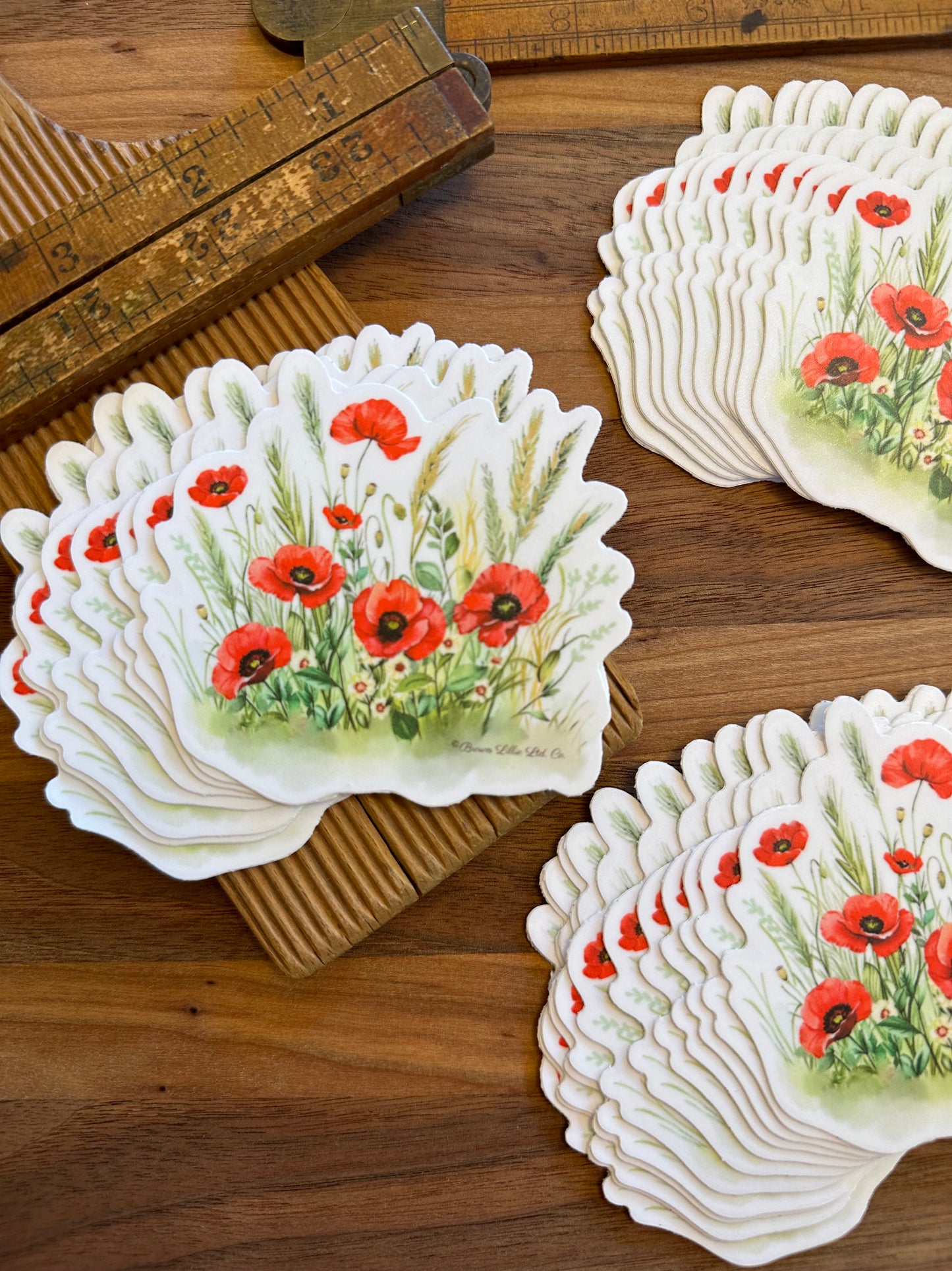 Red Poppy: 3" Waterproof Vinyl Sticker | August Birth Flower *Free Shipping