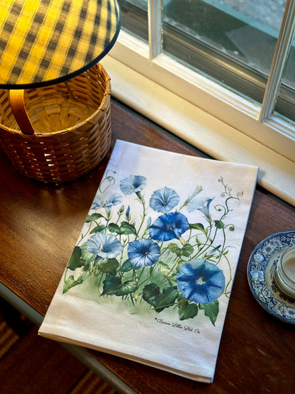 Tea Towel: Morning Glory Flowers | 100% Ringspun Cotton | Designer Kitchen Decor | Handmade