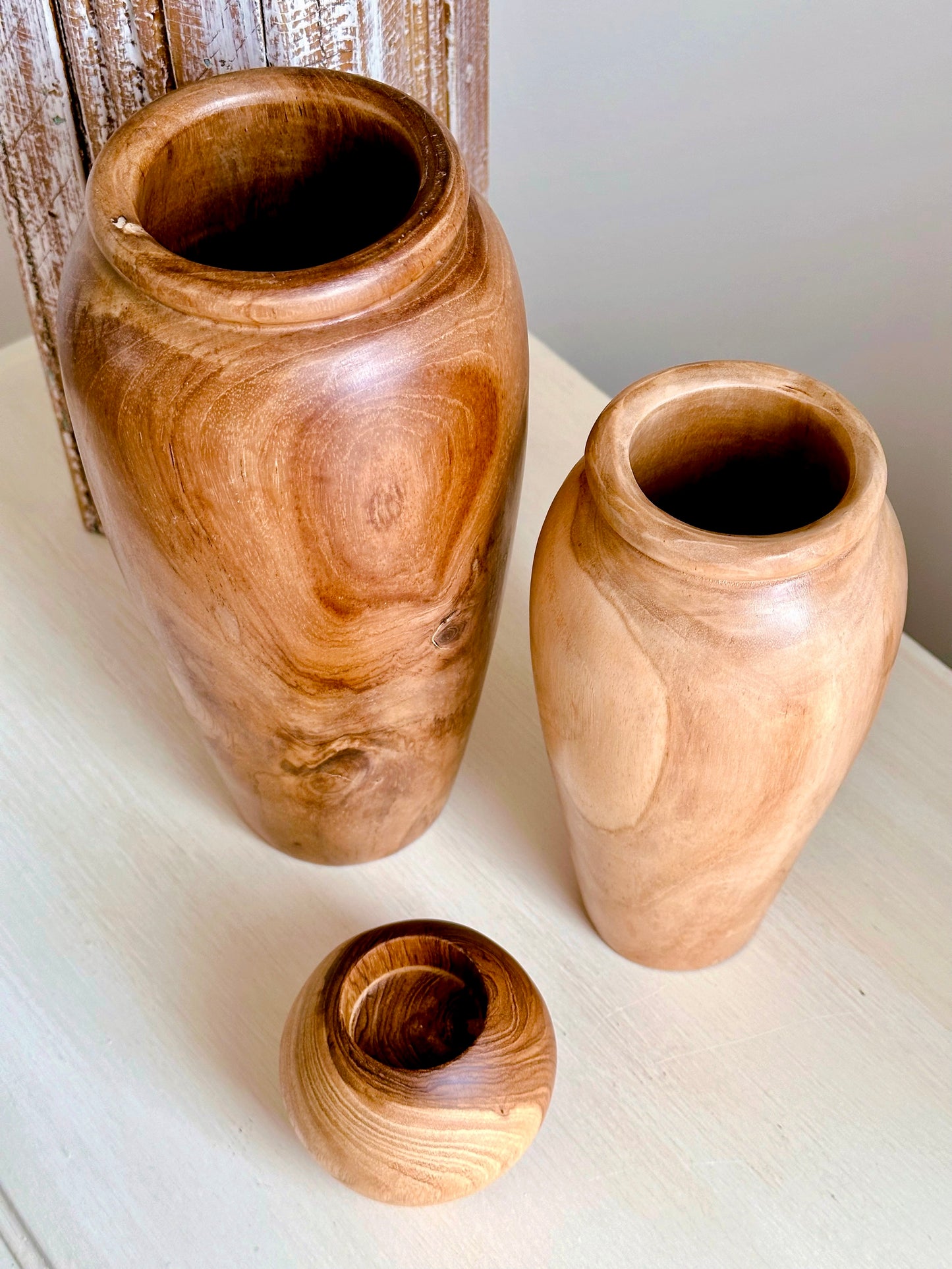 Hand Turned Solid Teak Vase