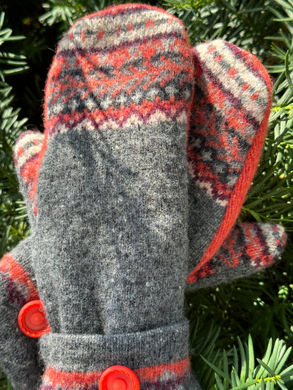 Handmade Sweater Mittens: Nordic Orange