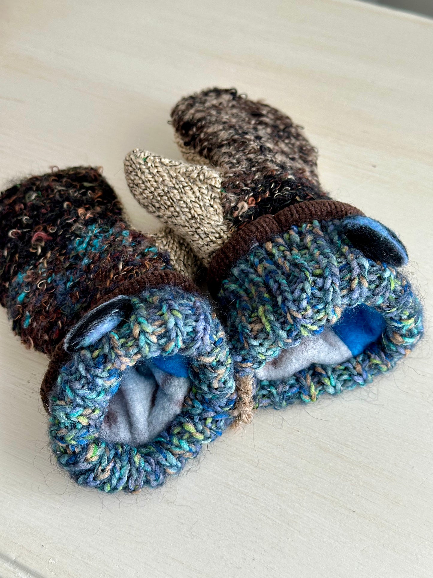 Handmade Children’s Sweater Mittens: Shoreline