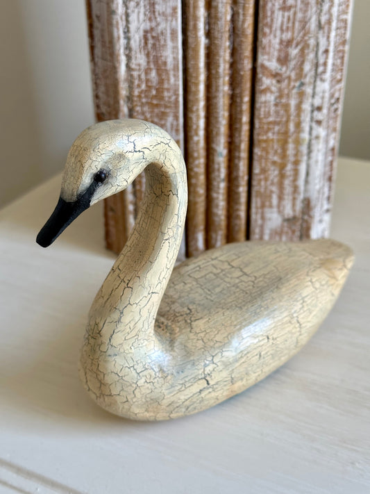 Wooden Ivory Vintage Swan