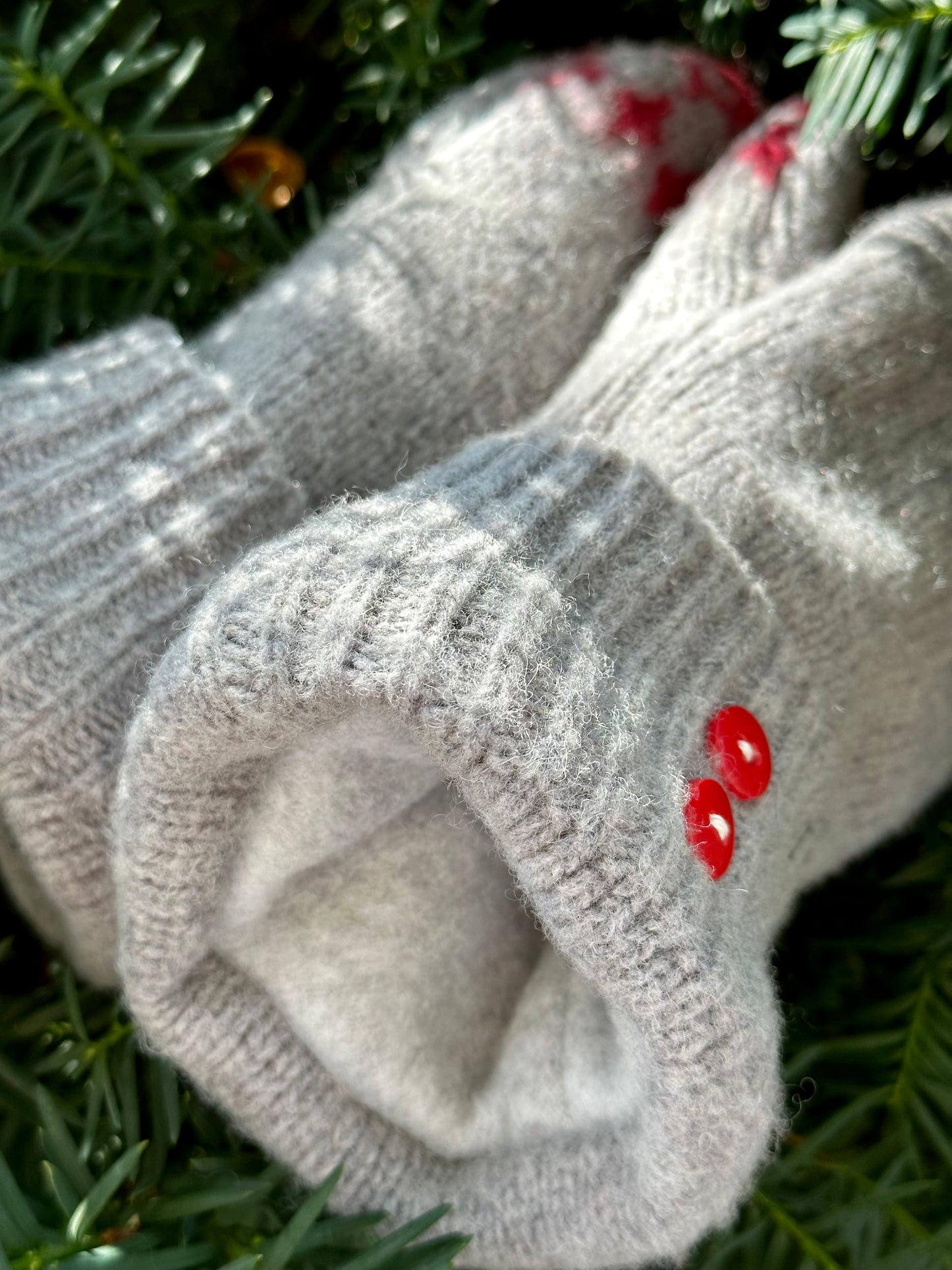 Handmade Sweater Mittens: Peppermint Red