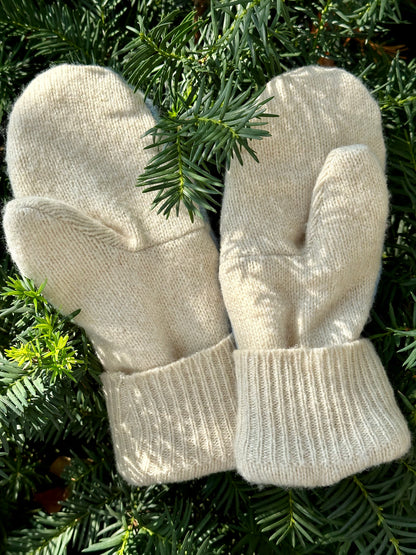 Handmade Sweater Mittens: Sky Blue Stripe