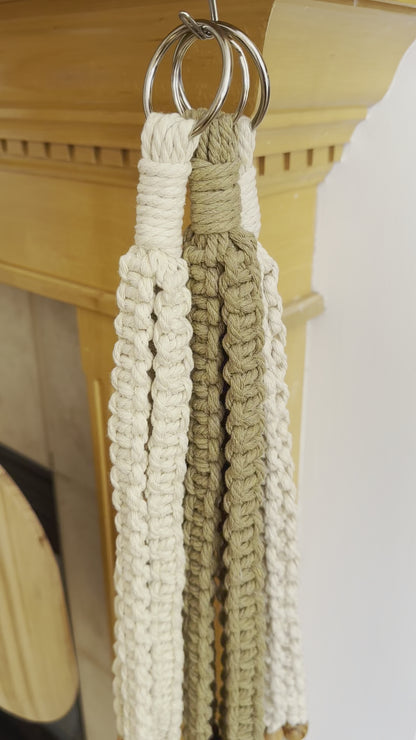 Khaki Green Beaded Macrame Plant Hanger