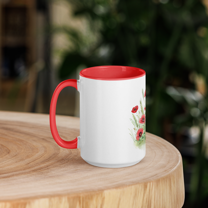 Red Poppy Floral Mug | Watercolor Painting | August Birthday | Female Gift